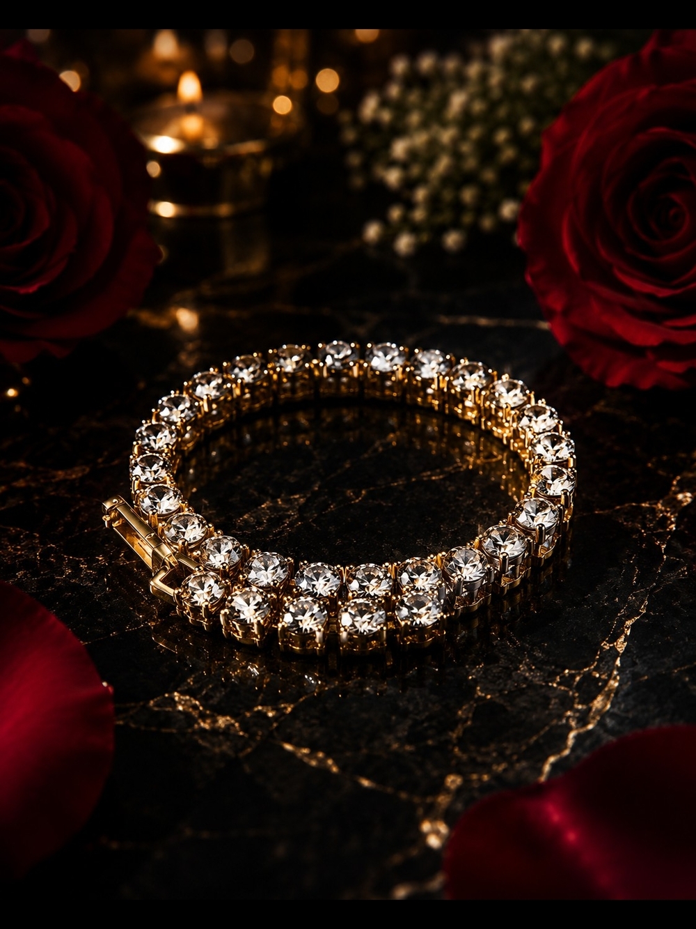 Gold Crystal Tennis Bracelet - Sparkling Women’s Bracelet